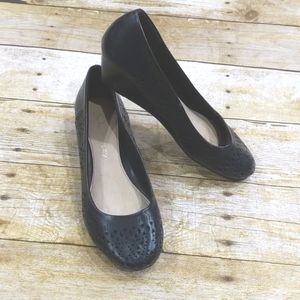 CL by Laundry Black Margaret Low Wedges Size 6